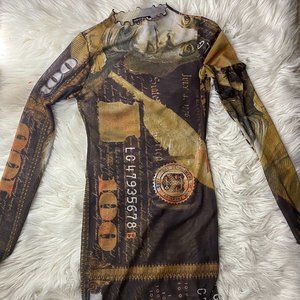 Money print design sheer dress